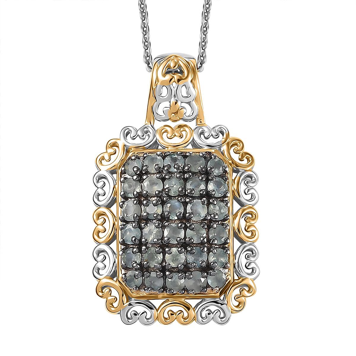 TLV Narsipatnam Alexandrite Pendant Necklace (20 Inches) in 18K Vermeil YG and Rhodium Over Sterling Silver 1.00 ctw