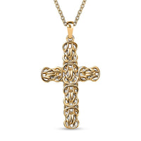 EverTrue Bronzella Collection Eternal Knot Cross Pendant in 18K YG Plated Bronze with ION Plated YG Stainless Steel Necklace 20 Inches