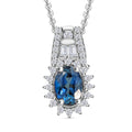 Premium Monte Belo Indicolite and White Zircon 1.00 ctw Pendant Necklace in Rhodium Over Sterling Silver 20 Inches - Sticky add to cart bar