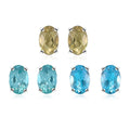 Set of 3 Madagascar Lagoon and Yellow Apatite, Betroka Blue Apatite 2.90 ctw Solitaire Stud Earrings in Rhodium Over Sterling Silver - Sticky add to cart bar