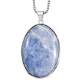 Karis Blue Chalcedony Enhanced 480.00 ctw Solitaire Pendant in Platinum Bond with Stainless Steel Necklace 20 Inches - Sticky add to cart bar