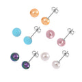 Set of 5, Multi Color Shell Pearl Stud Earrings in Stainless Steel - Sticky add to cart bar