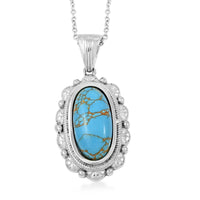 Mojave Blue Turquoise 8.65 ctw Pendant Necklace in Stainless Steel 20 Inches