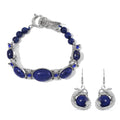TLV Lapis Lazuli, Blue Austrian Crystal Bracelet (6.75In) and Dragon Earrings in Silvertone and Stainless Steel 70.00 ctw - Sticky add to cart bar