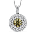 TLV Yellow Moissanite (Rnd 8mm), Moissanite Cocktail Pendant Necklace (20 Inches) in Rhodium Over Sterling Silver 3.25 ctw - Sticky add to cart bar