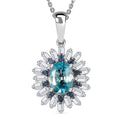 Premium Cambodian Blue Zircon and Multi Gemstone 3.10 ctw Ocean Radiance Pendant Necklace in Rhodium Over Sterling Silver 20 Inches - Sticky add to cart bar