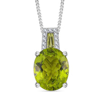 Hebei Peridot and White Zircon 4.35 ctw Forest Dew Pendant Necklace in Platinum Over and Rhodium Over Sterling Silver 20 Inches