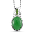 Green Jade, Chrome Diopside Pendant in Rhodium Over Sterling Silver with Stainless Steel Necklace (20 Inches) 7.85 ctw - Sticky add to cart bar