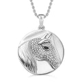 Karis Black (IR) and White Diamond Accent Horse Pendant in Platinum Bond with Stainless Steel Necklace (20 Inches) - Sticky add to cart bar