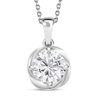 Simulated Diamond 3.40 ctw Pendant in Sterling Silver with Stainless Steel Necklace 20 Inches