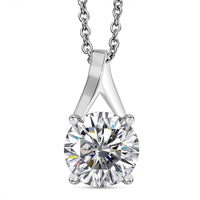 Simulated Diamond Pendant in Sterling Silver with Stainless Steel Necklace (20 Inches) 6.60 ctw