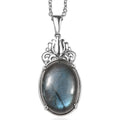 EverTrue Malagasy Labradorite 13.10 ctw Pendant Necklace in Stainless Steel 20 Inches - Sticky add to cart bar
