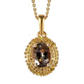 Premium Golden Tanzanite and Yellow Diamond Double Halo Pendant Necklace 18 Inches in Vermeil Yellow Gold Over Sterling Silver 1.50 ctw - Sticky add to cart bar