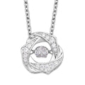 Simulated Diamond Sparkling Dancing Rose Pendant in Rhodium Over Sterling Silver with Stainless Steel Necklace 20 Inches 0.65 ctw - Sticky add to cart bar