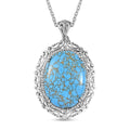Karis Mojave Blue Turquoise 28.80 ctw Pendant in Platinum Bond with Stainless Steel Necklace 20 Inches - Sticky add to cart bar