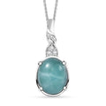 Natural Green Larimar and Moissanite 5.50 ctw Ocean Wave Pendant Necklace in Rhodium Over Sterling Silver 20 Inches - Sticky add to cart bar