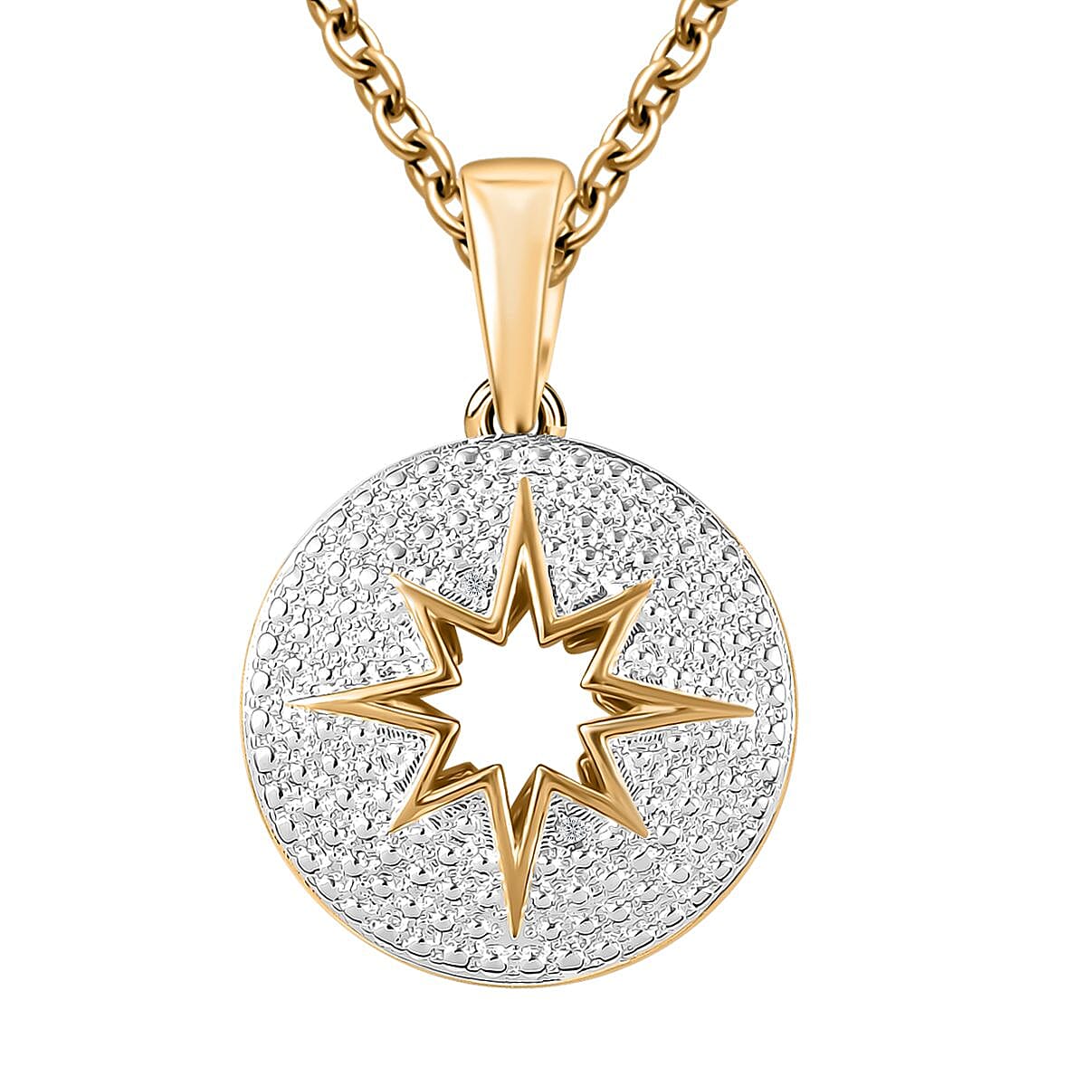 Karis White Diamond Accent Pendant in 18K YG Plated with ION Plated YG Stainless Steel Necklace 20 Inches