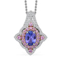 Tanzanite, Multi Gemstone Pendant Necklace (20 Inches) in Rhodium Over Sterling Silver 2.35 ctw - Sticky add to cart bar