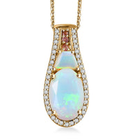 Premium Ethiopian Welo Opal and Multi Gemstone 3.00 ctw Pendant Necklace in 18K Vermeil Yellow Gold Over Sterling Silver 20 Inches