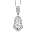 Moissanite (12x6) Pendent Necklace in Rhodium Over Sterling Silver (20 Inches) 2.10 ctw - Sticky add to cart bar