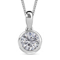 Moissanite (Rnd 7mm) Solitaire Pendant Necklace (20 Inches) in Rhodium Over Sterling Silver 1.20 ctw - Sticky add to cart bar