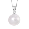 White Edison Pearl Pendant Necklace (18 Inches) in Rhodium Over Sterling Silver - Sticky add to cart bar