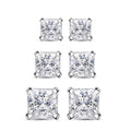 Set of 3 Simulated White Diamond 7.30 ctw Stud Earrings in Sterling Silver - Sticky add to cart bar