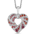 Premium Red Sapphire and Moissanite 1.30 ctw Heart Pendant Necklace in Rhodium Over Sterling Silver 20 Inches - Sticky add to cart bar