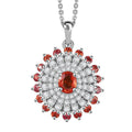 Premium Red Sapphire and Moissanite 1.50 ctw Solar Flare Pendant Necklace in Rhodium Over Sterling Silver 20 Inches - Sticky add to cart bar