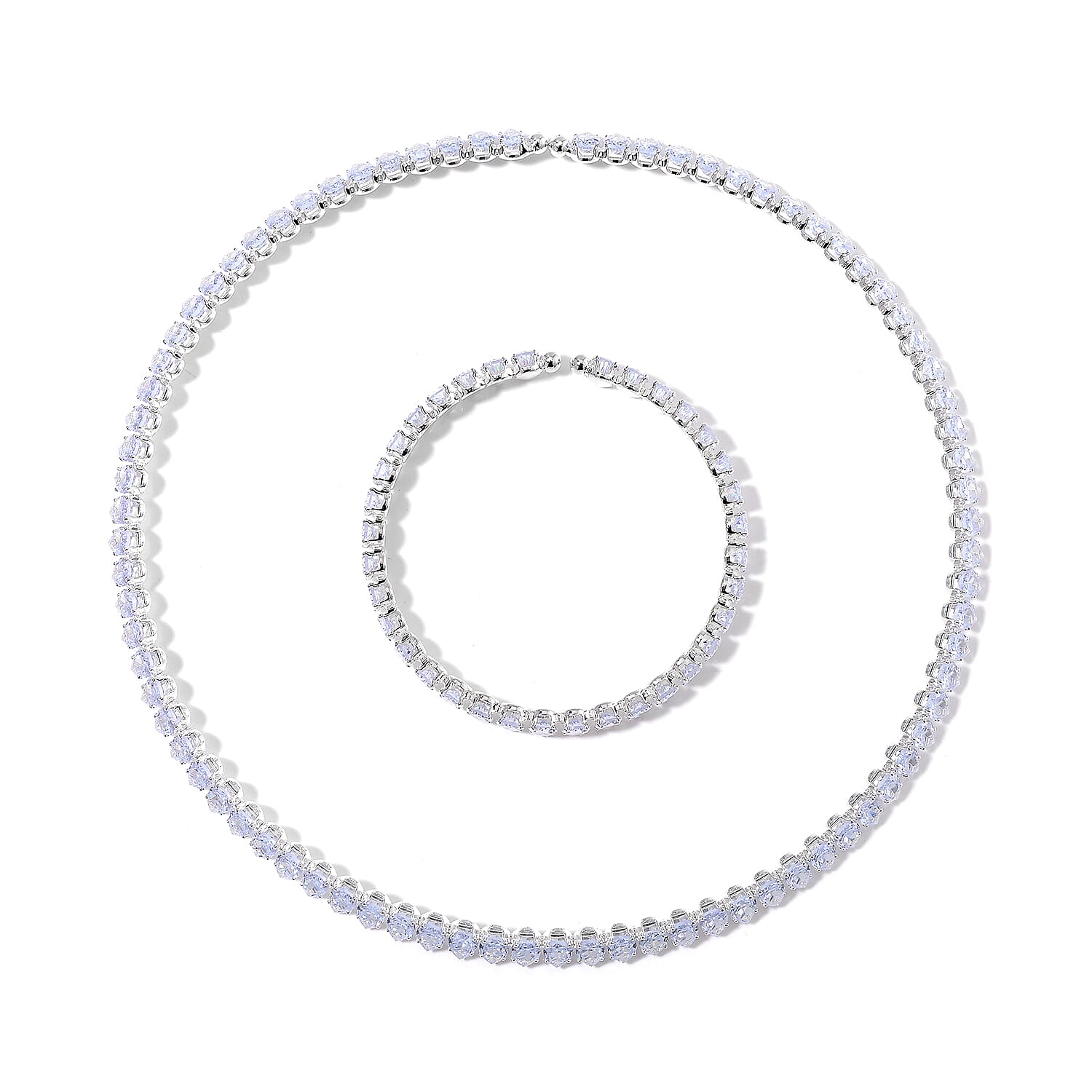 Simulated Diamond Necklace (17 Inches) and Stretch Bracelet
