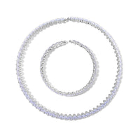 Simulated Diamond Choker Necklace and Stretch Bracelet