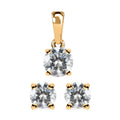 Doorbuster Moissanite 1.00 ctw Solitaire Stud Earrings and Pendant in 18K Vermeil Yellow Gold Over Sterling Silver - Sticky add to cart bar