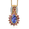 AAA Tanzanite and Multi Gemstone 1.10 ctw Twilight Bloom Pendant Necklace in 18K Vermeil Yellow Gold Over Sterling Silver 20 Inches - Sticky add to cart bar