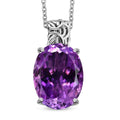 Karis African Amethyst Pendant in Platinum Bond with Stainless Steel Necklace (20 Inches) 18.00 ctw - Sticky add to cart bar