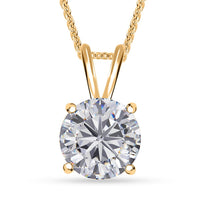 Moissanite (Rnd 9.5mm) Solitaire Pendant Necklace (20 Inches) in 18K Vermeil YG Over Sterling Silver 2.90 ctw