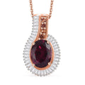 AAA Radiant Ember Garnet, Padparadscha Sapphire (BT) and Diamond 1.75 ctw Flowing Waves Pendant Necklace in 18K Vermeil RG Over Sterling Silver 20 Inches - Sticky add to cart bar