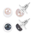 Set of 2 Peacock and Pink Freshwater Pearl Stud Earrings in Sterling Silver - Sticky add to cart bar
