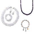 5pcs Set - Multi Gemstone 385.00 ctw 3pcs Necklace (18, 20In), Stretch Bracelet and Earrings in Stainless Steel and Sterling Silver - Sticky add to cart bar