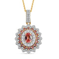AAA Padparadscha Sapphire (BT), Moissanite Radiant Bloom Pendant Necklace (20 Inches) in 18K Vermeil YG Over Sterling Silver 1.85 ctw - Sticky add to cart bar