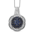 Madagascar Blue Sapphire, White Zircon Radiant Galaxy Pendant Necklace (20 Inches) in Rhodium Over Sterling Silver 3.35 ctw - Sticky add to cart bar