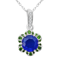 Tanzanian Blue Spinel (DF) and Multi Gemstone 2.15 ctw Ocean Garden Pendant Necklace in Rhodium Over Sterling Silver 20 Inches