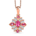 Mahenge Spinel and Diamond 0.90 ctw Starlight Blossom Pendant Necklace 18 Inches in 18K Vermeil Rose Gold Over Sterling Silver - Sticky add to cart bar