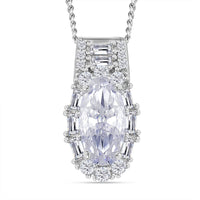 Moissanite 3.90 ctw Pendant Necklace in Rhodium Over Sterling Silver 20 Inches