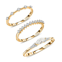 Luxoro 10K Yellow Gold Set of 3 Moissanite Stackable Ring (Size 8.0) (4.50 g) 0.75 ctw