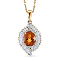 Premium Santa Ana Madeira Citrine and White Topaz 5.00 ctw Pendant Necklace in 18K Vermeil Yellow Gold Over Sterling Silver 20 Inches