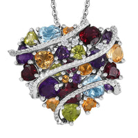 GP Amore Collection Multi Gemstone 5.70 ctw Eternal Love Pendant Necklace in Rhodium Over Sterling Silver 20 Inches
