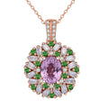Patroke Kunzite and Multi Gemstone 4.60 ctw Garden Bloom Pendant Necklace in Vermeil Rose Gold Over Sterling Silver 20 Inches - Sticky add to cart bar