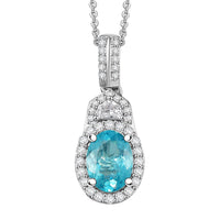 D'Joy Lagoon Apatite, Moissanite Pendant Necklace (20 Inches) in Rhodium Over Sterling Silver 1.50 ctw