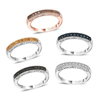 Doorbuster Multi Diamond (IR & Natural) Set of 5 Ring in 18K Vermeil RG and Rhodium Over Sterling Silver (Size 7.0) 0.50 ctw