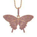 Pink Austrian Crystal Butterfly Pendant Necklace (24 Inches) in Goldtone - Sticky add to cart bar